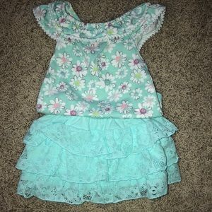 Mint green onesie with matching skirt